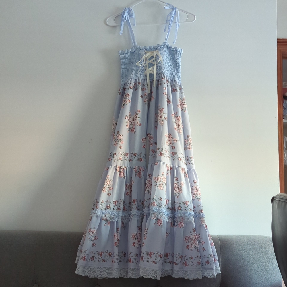 Axes Femme Blue Floral Maxi Dress
